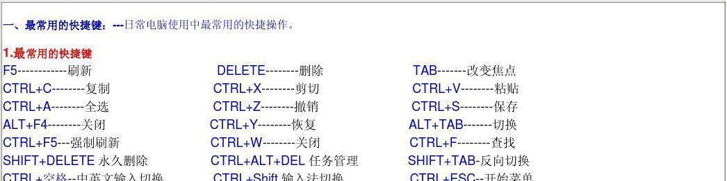 新手电脑键盘按键的作用图解（掌握键盘按键的重要性）