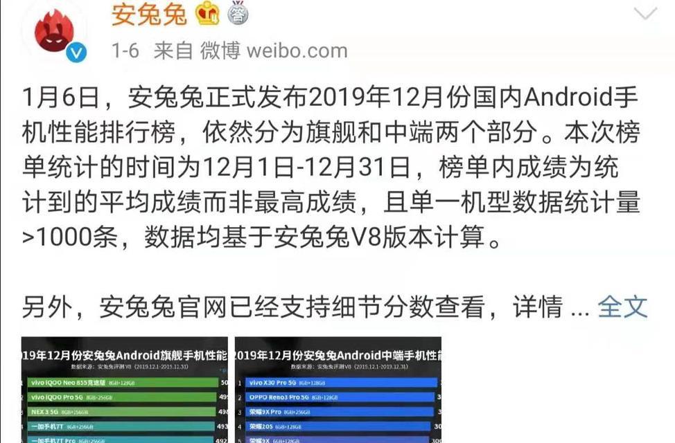 安兔兔12月性能榜出炉？哪些手机表现最出色？